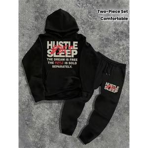 Sweat-shirt de haute qualité OEM, vierge, vintage, d'hiver, athlétique, surdimensionné, en polaire 300 g/m², avec fermeture éclair, lourd, logo imprimé personnalisé, ensemble de survêtement 2 pièces - Product Image 5