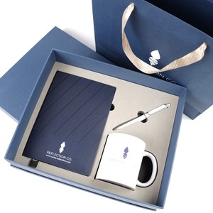 定制标志企业纪念品套装笔记本陶瓷马克杯笔商务礼品盒套装 - Product Image 1