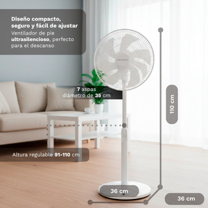 Ventilatore a piantana Grunkel 12 velocità con telecomando e oscillazione, bianco - Product Image 6