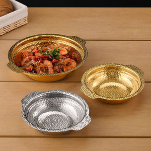 จานเสิร์ฟอาหารเกาหลีแบบกำหนดเองสำหรับร้านอาหาร จานสแตนเลสสำหรับซูคิยะคิ หม้อไฟแห้ง จานเสิร์ฟปาเอญ่าแบบตีลาย - Product Image 4