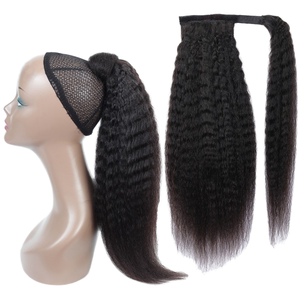 Queue de cheval en cheveux humains Remy indiens avec bonnet en dentelle, facile à poser, aspect naturel - Product Image 1