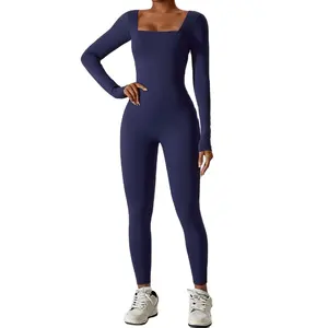 Autumn and Winter Tight Long Sleeve Yoga Suit Women's Naked Fitness Exercise Quick Dried Yoga Bodysuit