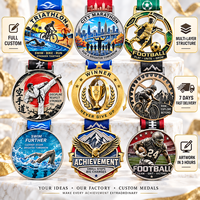 Médaille multisports OEM en émail dur pour cyclisme, triathlon, course à pied, finitionniste, finition argent antique, fabrication usine