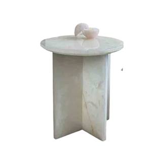 Mesa de Centro de Ónix Blanco Moderna y Lujosa, Mesa Redonda de Piedra de Ónix Personalizada para Sala de Estar, Mueble de Esquina Natural - Product Image 3