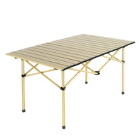 Table rectangulaire pliante d'extérieur en gros, portable, à plateau roulant, pour camping, pique-nique, stand, barbecue, voyage en voiture, à quatre pieds, type 'Egg Roll'