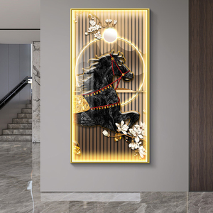 New Wholesale Running <strong>Horses</strong> Animals with LED Lights Aluminum Frame Pictures Glass Wall Art Home Decor Luxury <strong>Horse</strong> <strong>Painting</strong> - Product Image 2