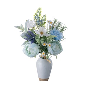 ช่อดอกกุหลาบและดอกโบตั๋นประดิษฐ์ CallaFloral ทำจากพลาสติกและผ้าทอ สำหรับตกแต่งบ้านและงานแต่งงาน รุ่น CF01388 - Product Image 5