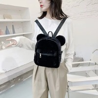 Sac à dos mini en peluche douce personnalisé pour enfants avec poignée souple, forme oreilles de souris mignonnes, dessin animé, petit sac d'école pour étudiants et enfants