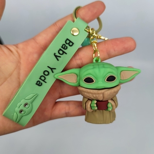 4 Designs Hot Selling Décoration Cadeaux Anime Figure Souvenir 3d Baby <span class=keywords><strong>Yoda</strong></span> Character Pvc Cartoon Keychain - Product Image 5
