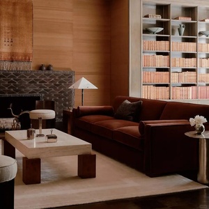 Диван из бархатной ткани в стиле ретро, расположенный по прямой и секциям, для современной гостиной в стиле виллы. High-end. - Product Image 3