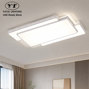 Lámpara de techo LED moderna de montaje empotrado, geométrica, de acrílico y hierro, con control remoto, tricolor, regulable, para sala de estar y dormitorio - Product Image 1