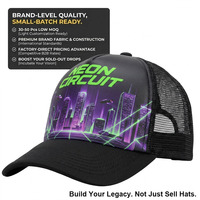Casquette de baseball unisexe Cyberpunk en tissu néon imprimé numériquement, 6 panneaux, maille unie, personnalisable, bicolore, pour l'extérieur, avec broderie 3D
