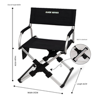 Chaise de camping en aluminium ultralégère 600D Oxford noir pour extérieur Chaise de plage pliante portable pour la pêche et le pique-nique Directeur de meubles