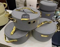 Set Pemanas Makanan Hotpot 3 Buah 1.5L 2L 2.5L Terisolasi Termal, Piring Mewah Berlapis, Estetis, Perlengkapan Sajian Dapur & Pesta