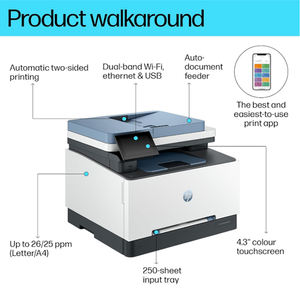 <span class=keywords><strong>HP</strong></span> Color <span class=keywords><strong>LaserJet</strong></span> Pro MFP 3303fdw-Inalámbrico, Imprimir, Escanear, Copiar, Fax, ADF, Impresión automática a doble cara, Pantalla táctil - Product Image 2
