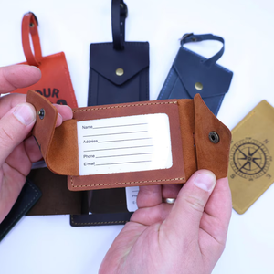 Étiquettes à bagages <span class=keywords><strong>en</strong></span> cuir personnalisées, cadeau d'affaires, étiquette à bagages, accessoires de voyage, étiquette de valise, étiquette à bagages avec fermoir - Product Image 6