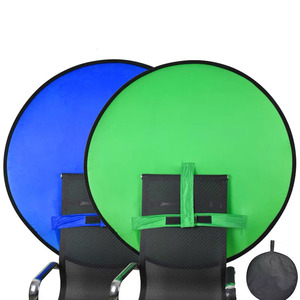 Vlog Hai Mặt Xanh Xanh Nền Di Động Có Thể Thu Gọn Chroma Key <span class=keywords><strong>Backdrop</strong></span> Zoom Ghế Tròn Màu Xanh Lá Cây Màn Hình Tùy Chỉnh - Product Image 1