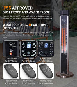 Control remoto 3 configuraciones de potencia IP55 carcasa de aleación de aluminio exterior fibra de carbono calefacción suelo de pie Patio calentador eléctrico al por mayor de productos almacenados - Product Image 4