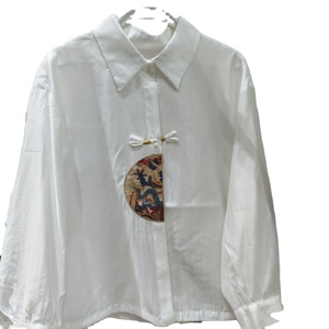 Camicetta in chiffon da <span class=keywords><strong>donna</strong></span> estiva a maniche lunghe con ricamo in stile cinese, design chic in vita, modello 2025 - Offerta imperdibile! - Product Image 1