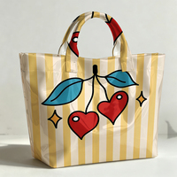 Sac fourre-tout en PVC transparent imperméable motif Cœur Cerise, sac de plage, pochette, sac à main avec nœud, sac de rangement