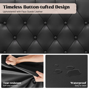 Sofá Chesterfield Moderno Convertible de Dos Plazas, Impermeable, de Cuero Sintético, con Asiento Ancho y Cojines de Apoyo, Ideal para Apartamentos y Escuelas - Product Image 3