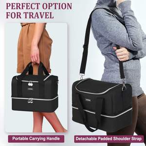 Free Sample Women's Large Capacity Travel Makeup <b>Bag</b> Waterproof Portable Leather <b>Bag</b> with <b>Dividers</b> and Zipper Closure - Product Image 5