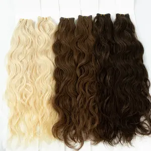 Double drawn Russian hair 12 A natural wave genius weft