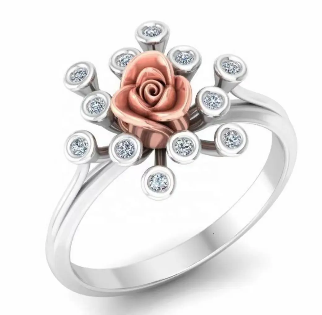 Gioielli di fascia alta 925 fiori speciali in argento Sterling modelli personalizzati anello in oro 14K con diamante Mosang personalizzato