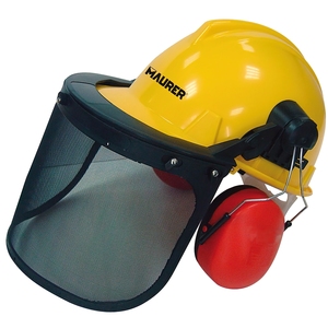 Casco con visiera, protezione facciale in rete e protezione per l'udito - Product Image 1
