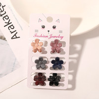 6 pièces ensemble de petites pinces à cheveux Fashion Style décoration de cheveux carte emballage élégant arc en plastique fleur pinces à cheveux
