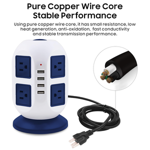 OEM US UK Tower Power Strip Desktop <strong>Charging</strong> Station Outlet Cube Extension <strong>Lead</strong> with 3 USB a Ports 10 Outlets - Product Image 5