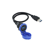Conector USB 3.0 IP65 a prueba de agua para montaje en panel con carcasa de nailon