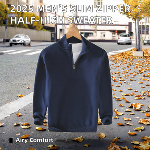 Suéter de punto para hombre con media cremallera, cuello redondo, manga larga, estilo casual para otoño - Product Image 2