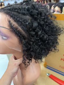 $23 Promotion Letsfly <b>Braid</b> 13x4 Lace Frontal Short Pixie Curly <b>Wigs</b>, 100% Human Hair Natural Black Color Short Cut <b>Wigs</b> - Product Image 4