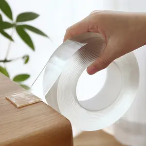 FS154 2024Popular 1M/2M/3M/5M Nano cinta de doble cara transparente NoTrace cinta adhesiva impermeable reutilizable lavable hogar