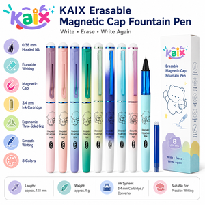 Stylo plume magnétique à logo personnalisé KAIX Easy <span class=keywords><strong>Correction</strong></span>, pointe à capuchon de 0,38 mm, stylo plume effaçable pour la prise de notes en classe - Product Image 1