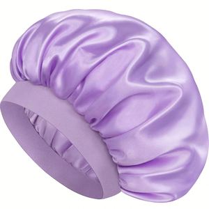 Bonnet de nuit en satin uni à large bord, extensible et soyeux, haute élasticité, avec logo personnalisé, vente en gros directe usine - Product Image 5