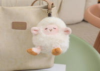 Porte-clés en peluche mouton de dessin animé, breloque de sac douce et moelleuse, jouet pendentif rembourré en coton PP, cadeau