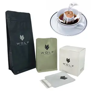 Impressão personalizada Biodegradável Gotejamento Saco De Café Embalagem Set 250G 500G 1Kg Gotejamento Saco De Filtro De Café