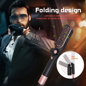 Men's Foldable Electric Straightening <b>Comb</b> Plastic Bristle Beard Straightener Brush for Hotel Use - Product Image 5
