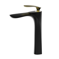 Robinet électrique de luxe en laiton chromé noir et or avec double poignée, à poser sur le comptoir, pour lavabo de salle de bain et eau potable