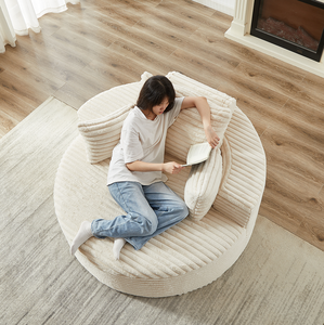 Corduroy Sponge Convertible Compression <b>Sofa</b> Set No Assembly Required Fluffy Modern Sleeper Chair for Living Room Bedroom - Product Image 4