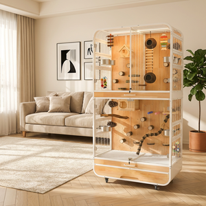 Jaula de Lujo Nueva al por Mayor de Fábrica, Ecológica, Grande, de Madera Maciza y Hierro para Loros y Pájaros, Villa Móvil para Aves, Aviario Interior y Exterior - Product Image 1