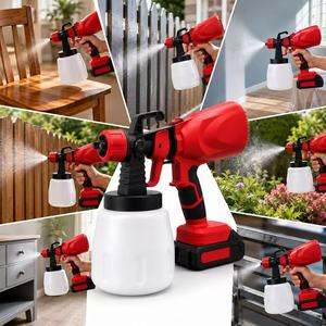 Pistolet à peinture sans fil 21V 180W HVLP <span class=keywords><strong>avec</strong></span> réservoir de 800 ml et 5 tailles de buses pour le bricolage à domicile et le <span class=keywords><strong>jardin</strong></span> - Product Image 6