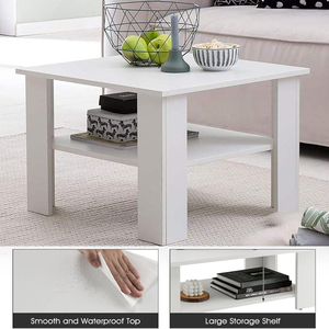 Hiện đại vuông bằng gỗ cà phê bên bảng với Mở Kệ - Product Image 3