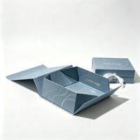 Boîte rigide pliable en kraft avec gaufrage à chaud or, logo personnalisé, ruban, emballage cadeau