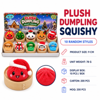 Jouets en peluche de Noël Southpeak : Ensemble de 10 peluches souples en forme de boulettes de raviolis, rembourrées en coton PP, en boîte de présentation, vente en gros, cadeau