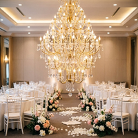 Lustre LED en cristal doré de luxe sur mesure, accessoires de mariage, décoration intérieure pour salles de réception, hôtels, restaurants, événements, escaliers, banquets