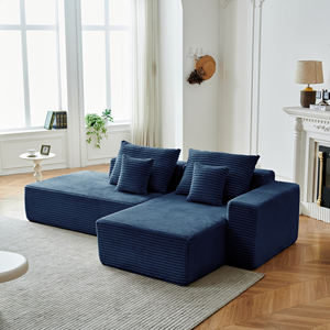 Ensemble de canapé modulaire moderne en forme de L, trois places, côté gauche, rembourré en tissu flanelle, appartement, salon, chambre à coucher, coussin - Product Image 2