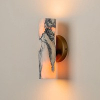 Lampu Dinding Marmer Bulgari Mewah Batu Alam LED Sconce Modern Minimalis Berbentuk Silinder untuk Pintu Masuk Lorong Ruang Tamu
